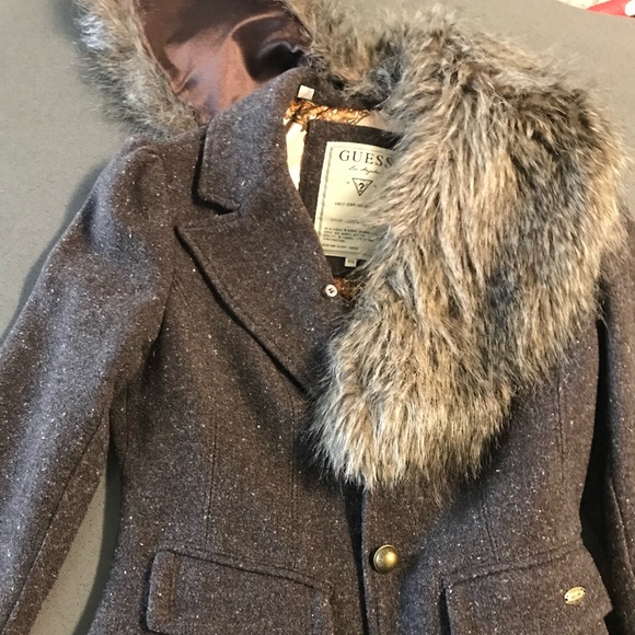 Guess faux fur shawl collar wool coat - Picture 4 of 6